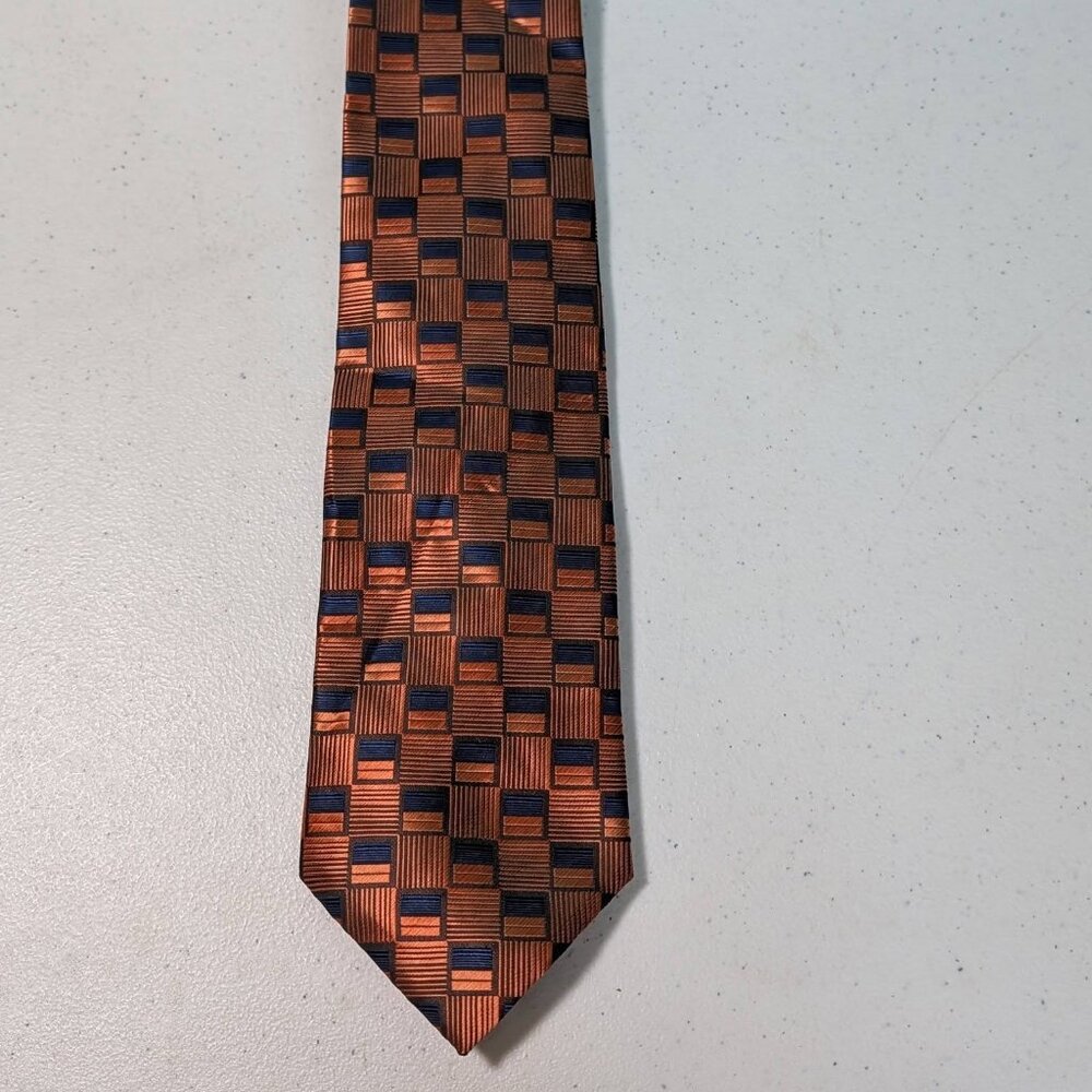 Menz Orange & Blue Geometrical‎ Necktie Made In China